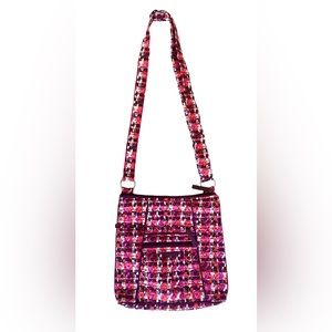 Vera Bradley Crossbody Bag, Berries, Reds Quilted Zip Close 10x11x2
